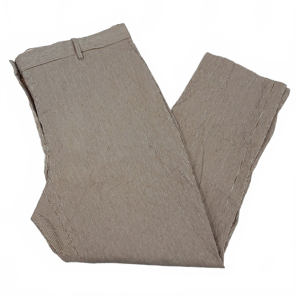 Theory Brown White Trecca Seersucker Striped Trousers | Womens 16
